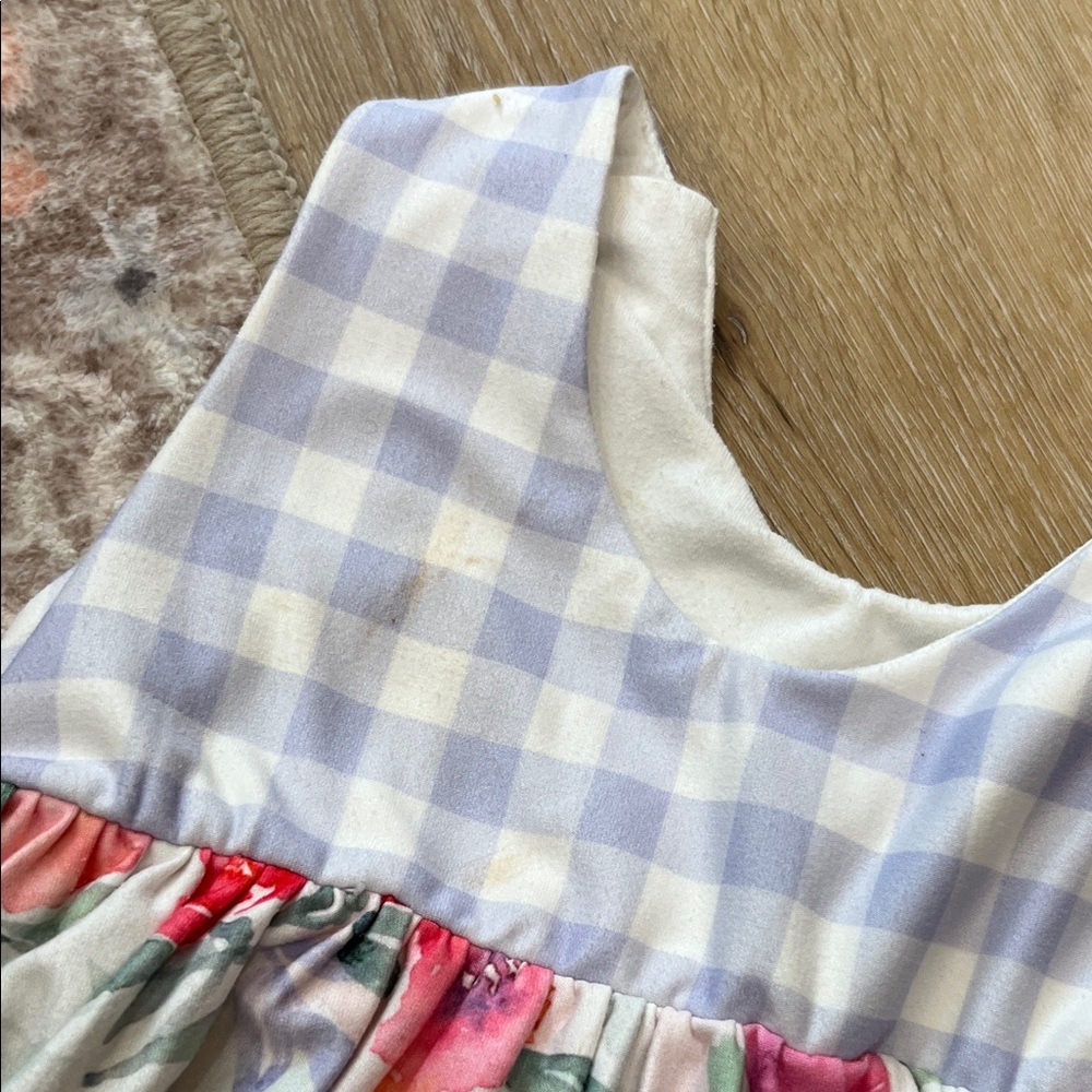 Cheeky Plum Floral and Gingham Baby Dress with Leggings 4T - Picture 9 of 9